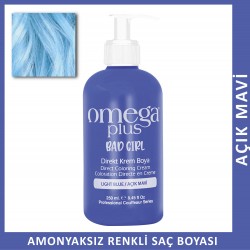 Omega Plus Bad Girl Açık Mavi Amonyaksız Renkli Saç Boyası 250ML